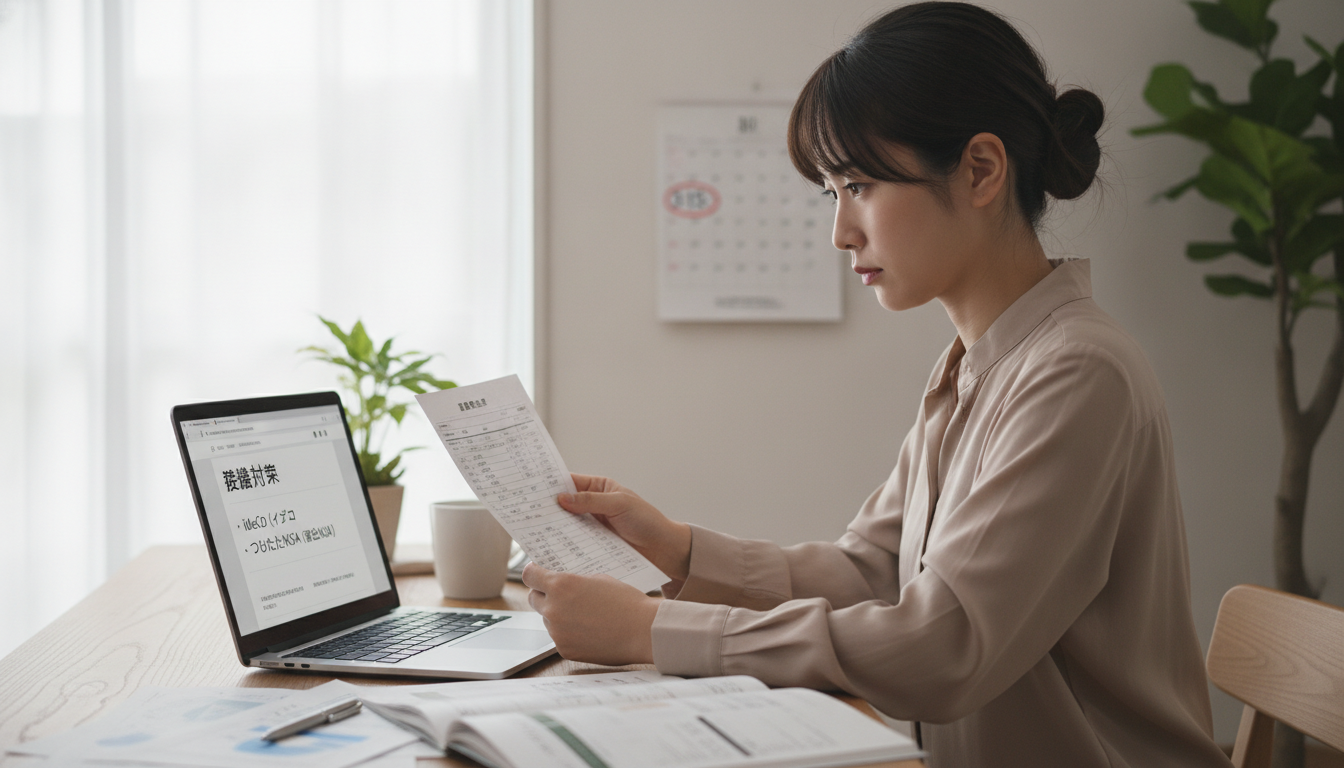 源泉徴収票を確認しながら節税商品を申し込む手順のイメージ